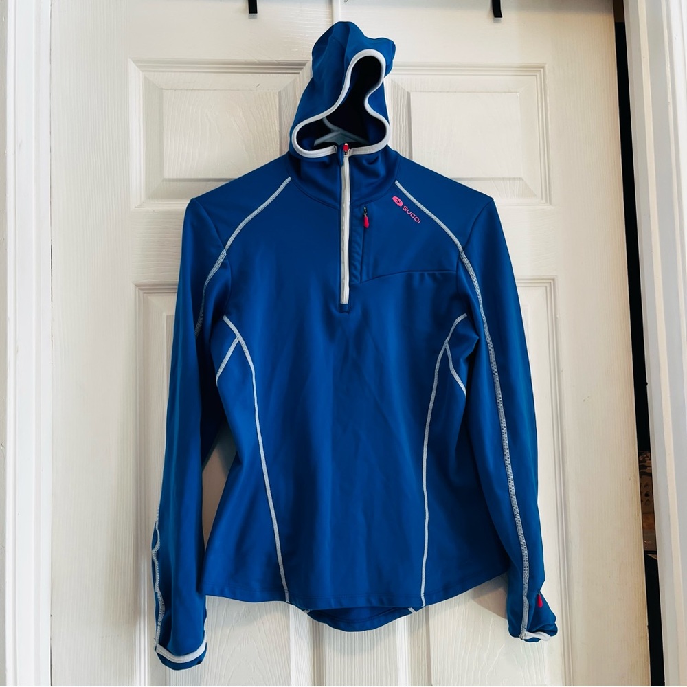 SUGOI Blue Cyclist Pullover with White Trim Small